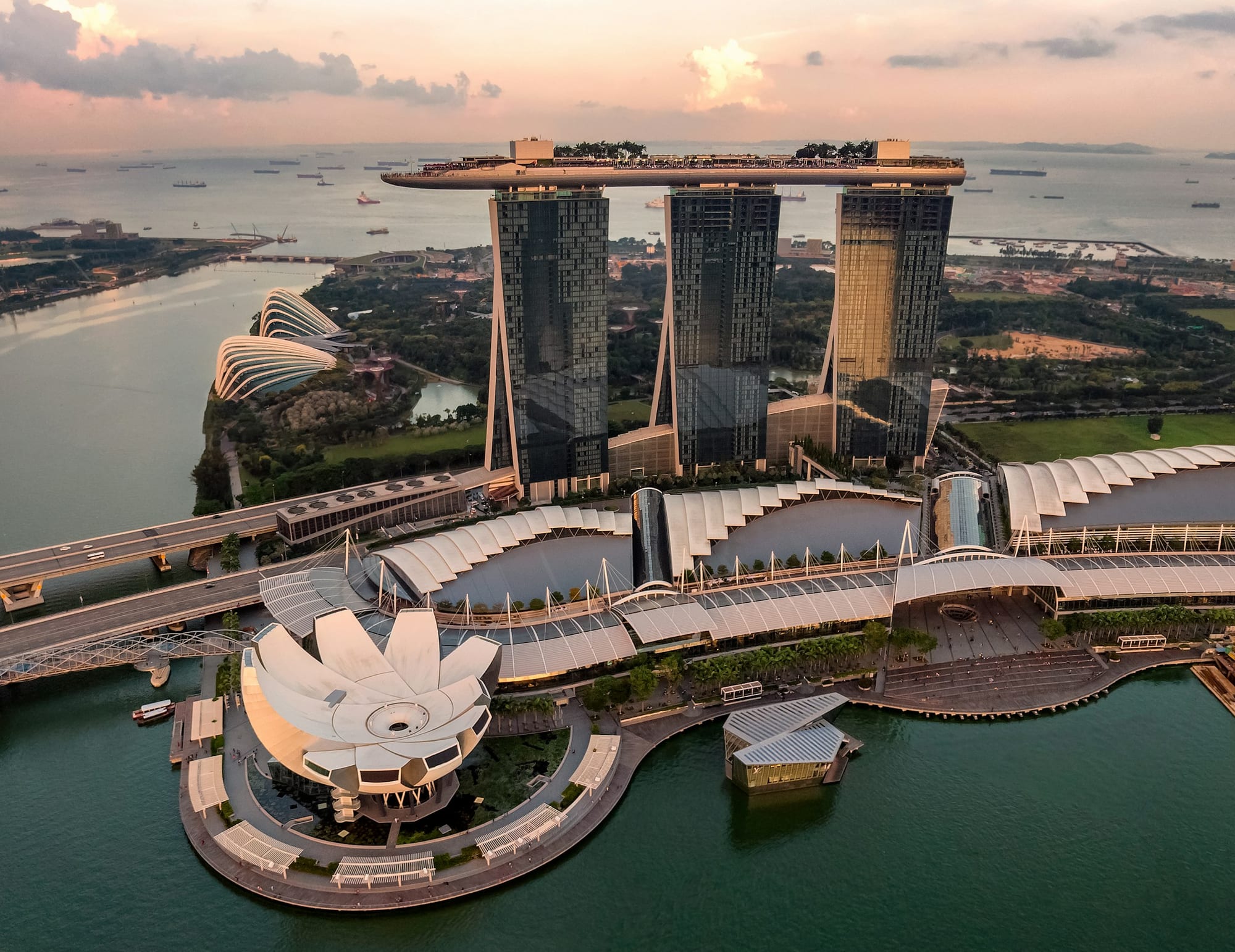 Singapore city skyline at dusk, the residential market The Property Collective advises in.